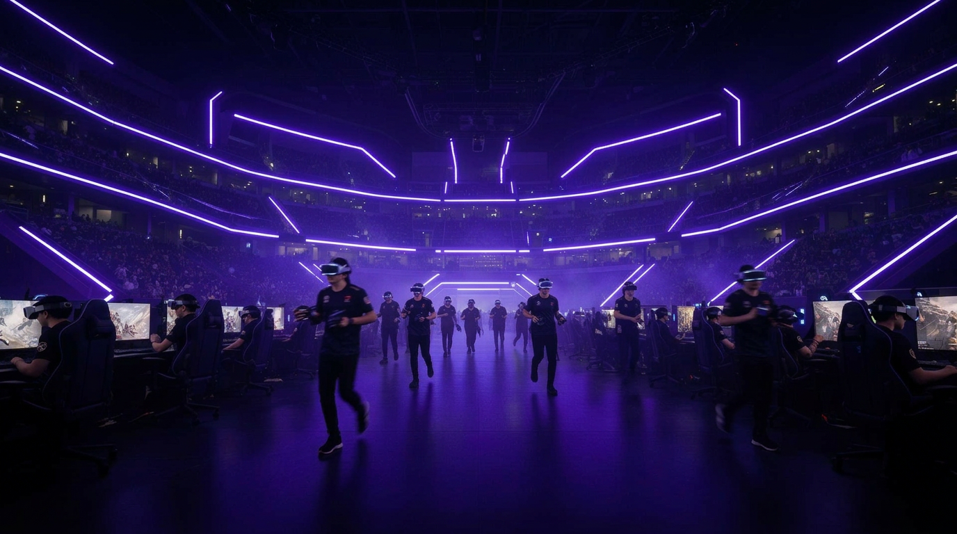 Players competing inside a 500sqm EVA VR esports arena